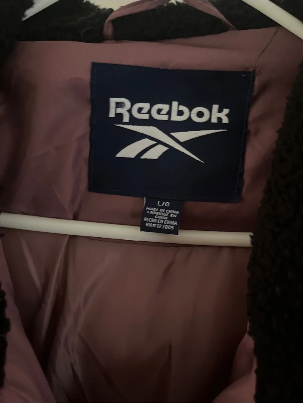 Reebok Girl’s Mauve Puffer Jacket with Black Sherpa Hood
